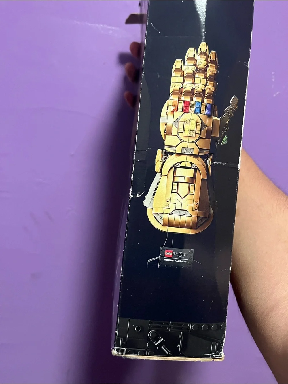 Lego Gold Infinity Gauntlet Display with Multicolored Stones